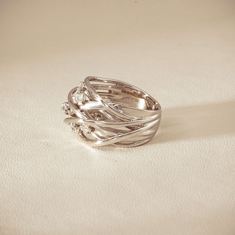 Deja Vu 18ct White Gold .24ct Diamond Orbit Weave Ring - Ring - Walker & Hall
