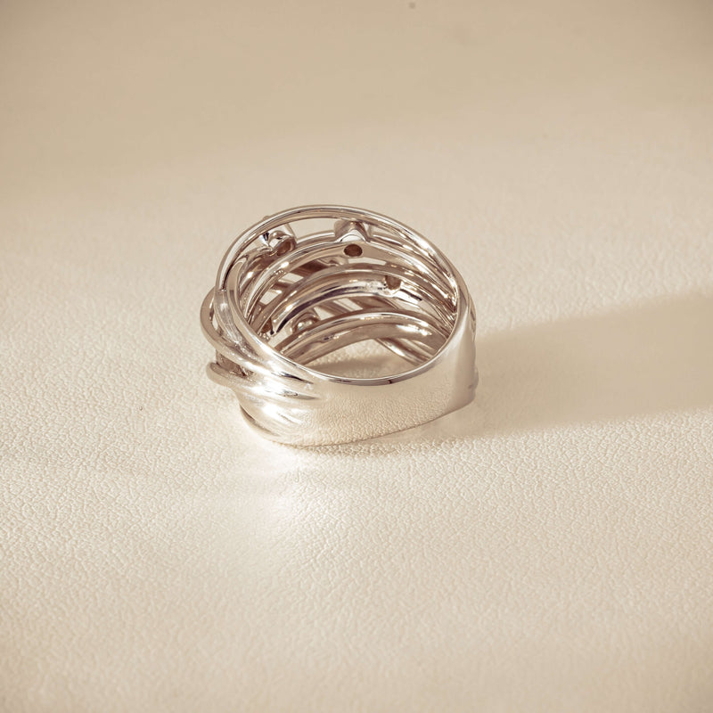Deja Vu 18ct White Gold .24ct Diamond Orbit Weave Ring - Ring - Walker & Hall