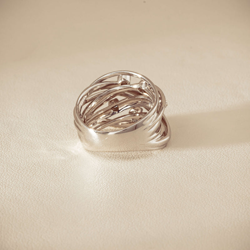 Deja Vu 18ct White Gold .24ct Diamond Orbit Weave Ring - Ring - Walker & Hall