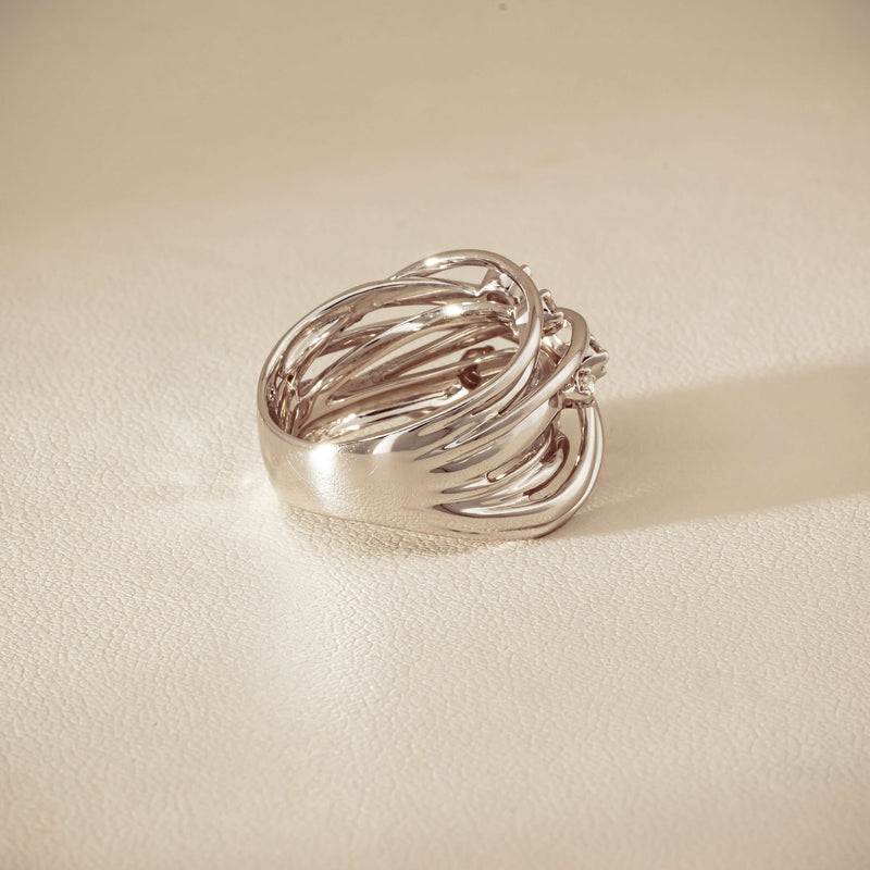 Deja Vu 18ct White Gold .24ct Diamond Orbit Weave Ring - Ring - Walker & Hall