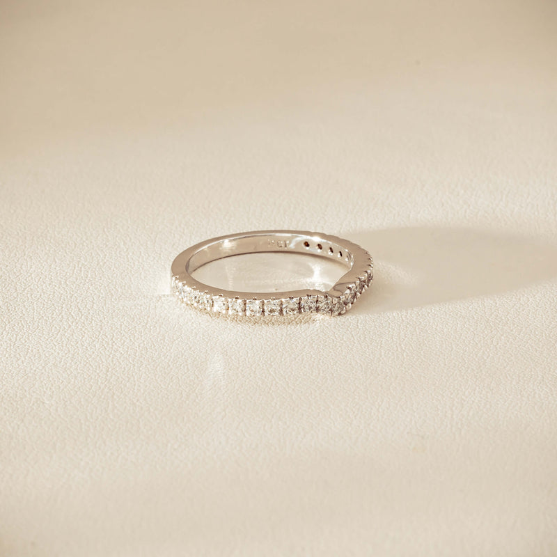 Deja Vu 18ct White Gold .46ct Diamond Curved Band - Ring - Walker & Hall