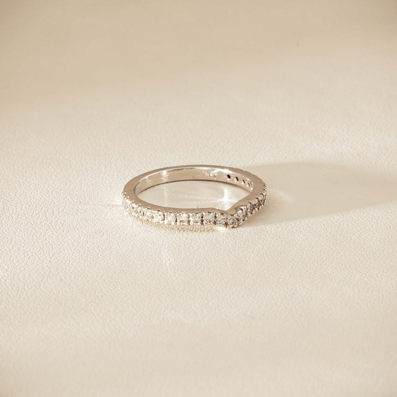 Deja Vu 18ct White Gold .46ct Diamond Curved Band - Ring - Walker & Hall