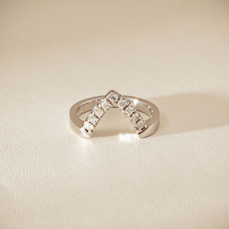 Deja Vu 18ct White Gold .27ct Diamond V-Shaped Band - Ring - Walker & Hall