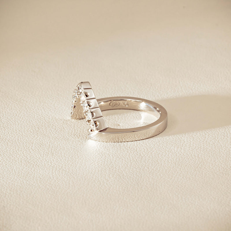 Deja Vu 18ct White Gold .27ct Diamond V-Shaped Band - Ring - Walker & Hall