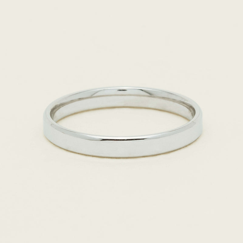 18ct White Gold 2.5mm Square Profile Band - Ring - Walker & Hall