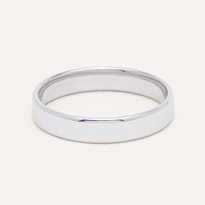 9ct White Gold 4mm Square Profile Band - Ring - Walker & Hall