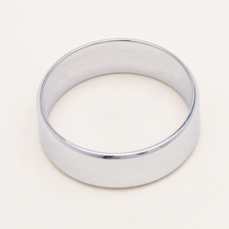 9ct White Gold 7mm Square Profile Band - Ring - Walker & Hall