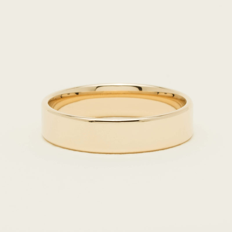 9ct Yellow Gold 5mm Square Profile Band - Ring - Walker & Hall