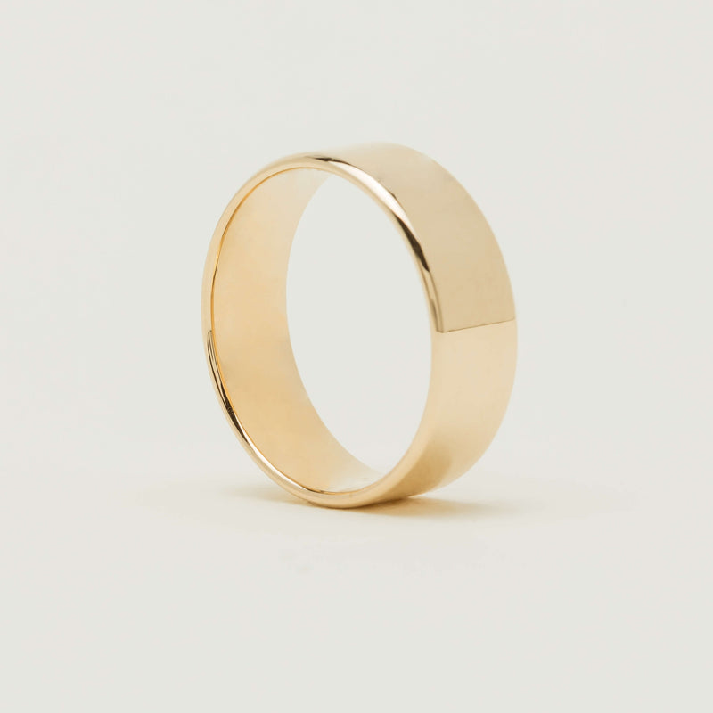 9ct Yellow Gold 7mm Square Profile Band - Ring - Walker & Hall