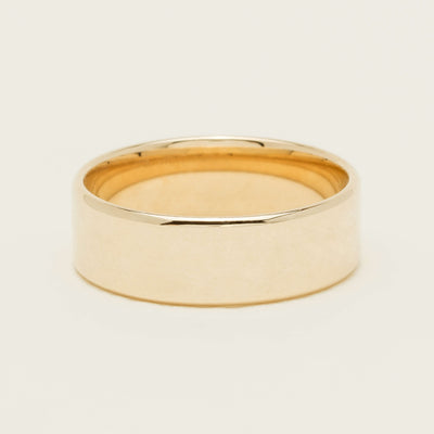 9ct Yellow Gold 7mm Square Profile Band - Ring - Walker & Hall