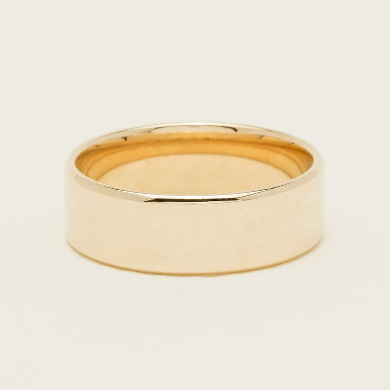 9ct Yellow Gold 7mm Square Profile Band - Ring - Walker & Hall