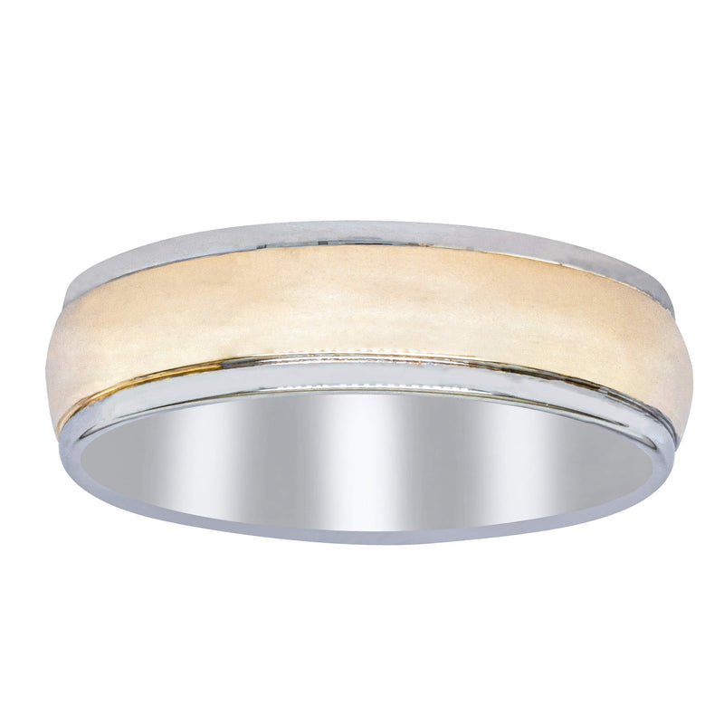 9ct White & Yellow Gold 6mm Patterned Band-Ring-Walker & Hall