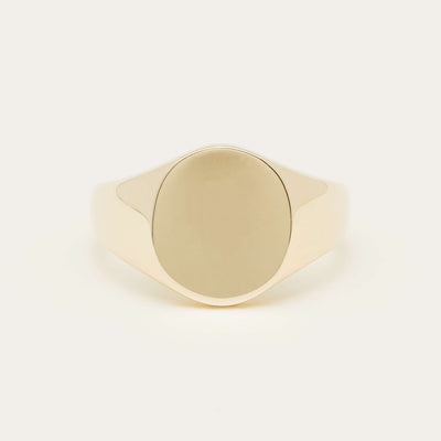 9ct Yellow Gold Men's Oval Signet Ring - Ring - Walker & Hall