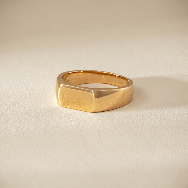 9ct Yellow Gold Rectangular Signet Ring - Ring - Walker & Hall