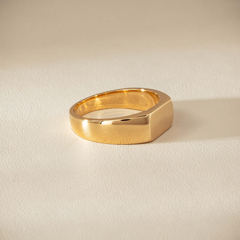 9ct Yellow Gold Rectangular Signet Ring - Ring - Walker & Hall