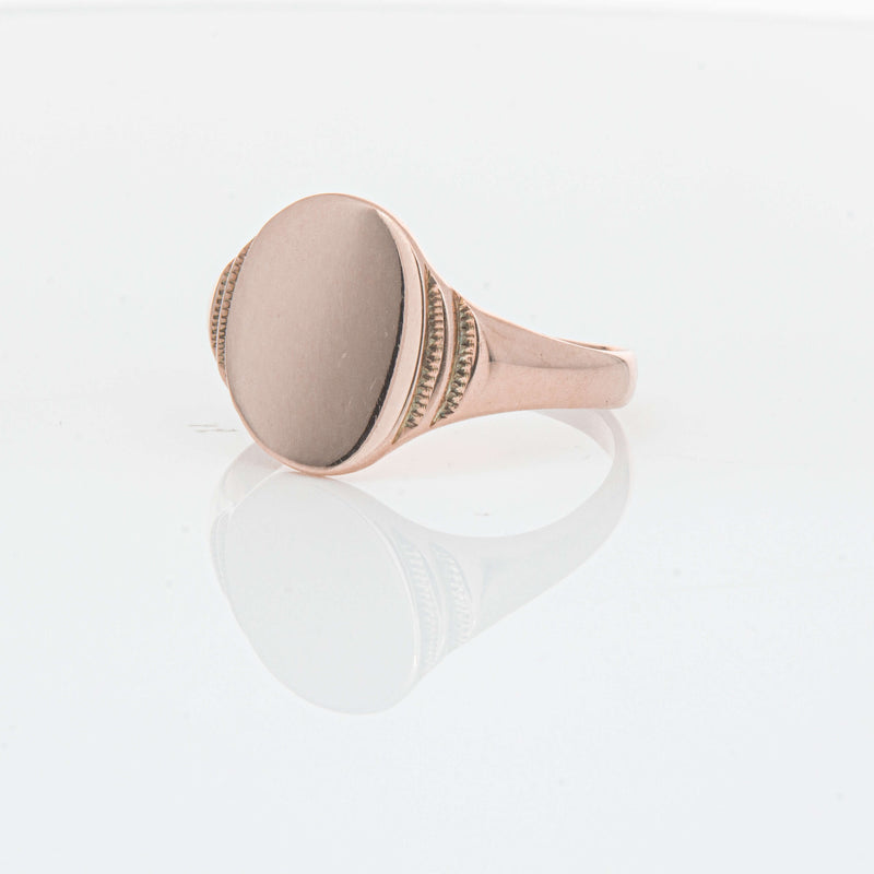 Deja Vu 9ct Rose Gold Oval Signet Ring - Ring - Walker & Hall