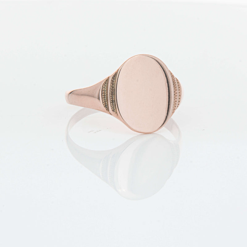 Deja Vu 9ct Rose Gold Oval Signet Ring - Ring - Walker & Hall