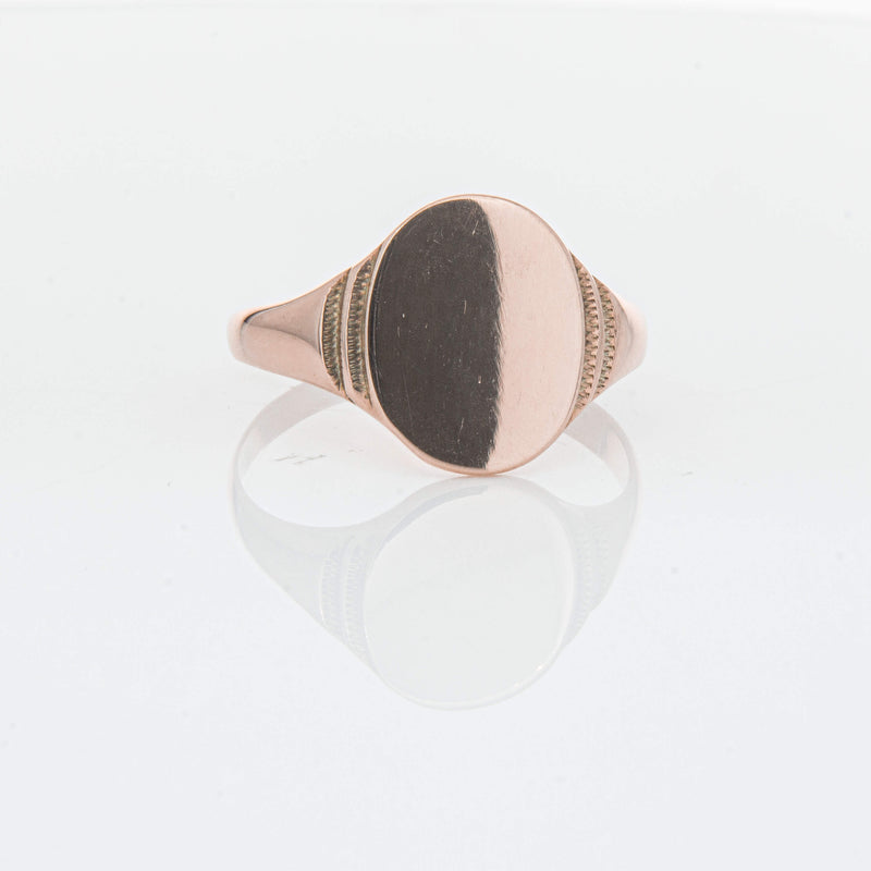 Deja Vu 9ct Rose Gold Oval Signet Ring - Ring - Walker & Hall