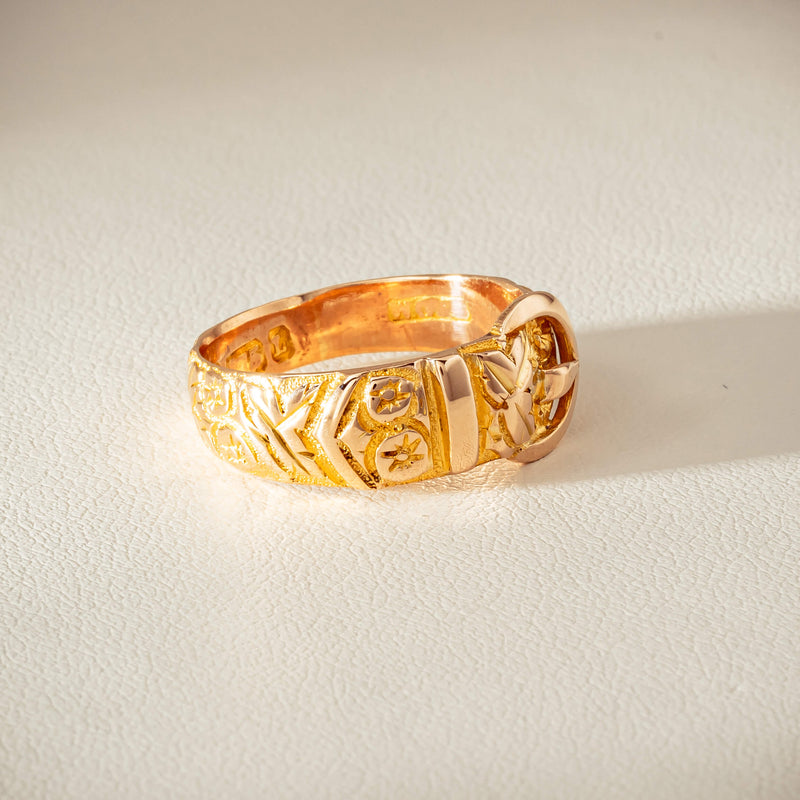 Vintage 9ct Yellow Gold Garter Ring - Chester 1894 - Ring - Walker & Hall