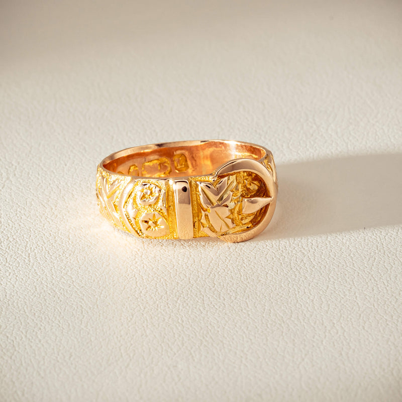 Vintage 9ct Yellow Gold Garter Ring - Chester 1894 - Ring - Walker & Hall