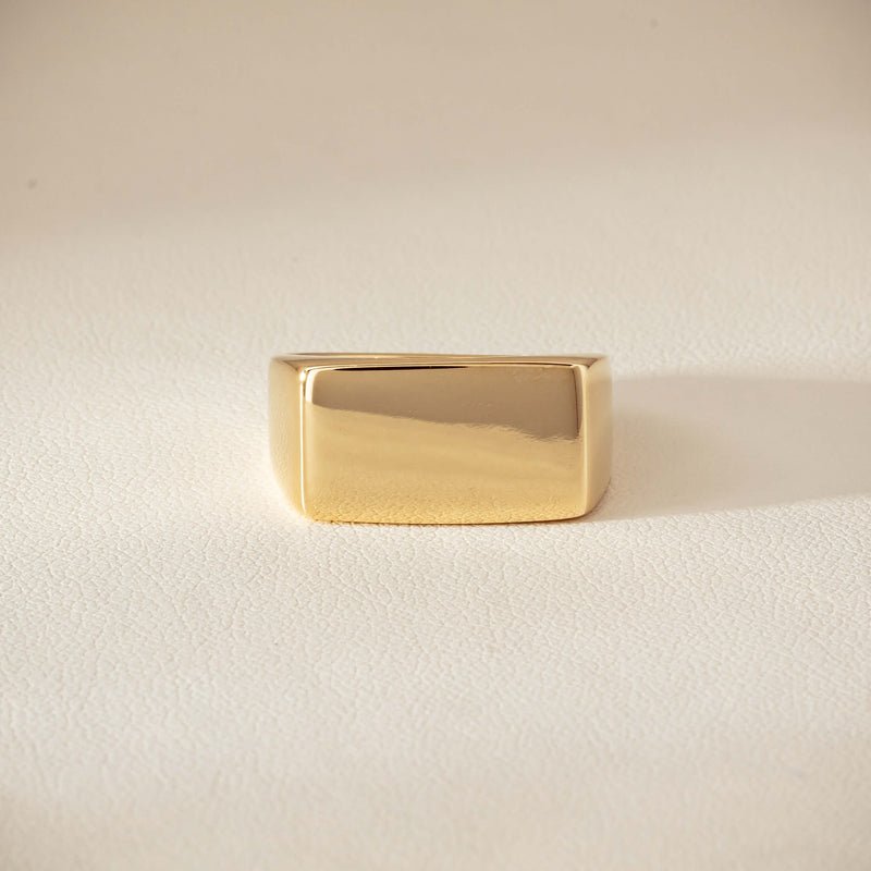 Deja Vu 9ct Yellow Gold Rectangular Signet Ring - Ring - Walker & Hall