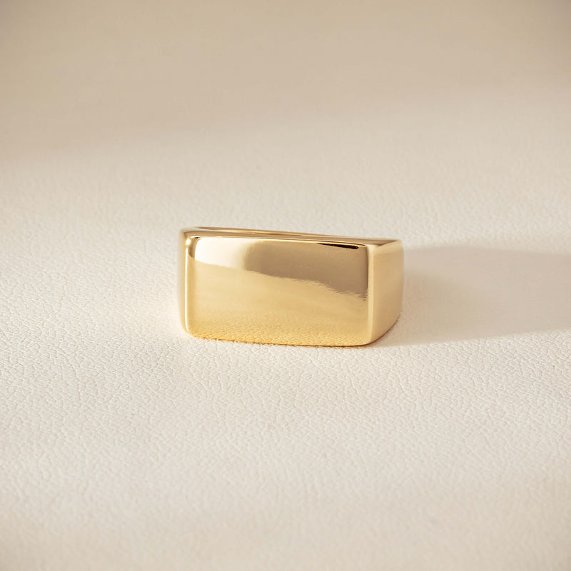 Deja Vu 9ct Yellow Gold Rectangular Signet Ring - Ring - Walker & Hall