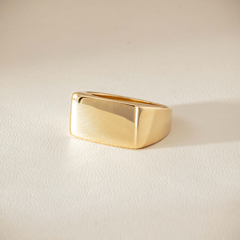 Deja Vu 9ct Yellow Gold Rectangular Signet Ring - Ring - Walker & Hall