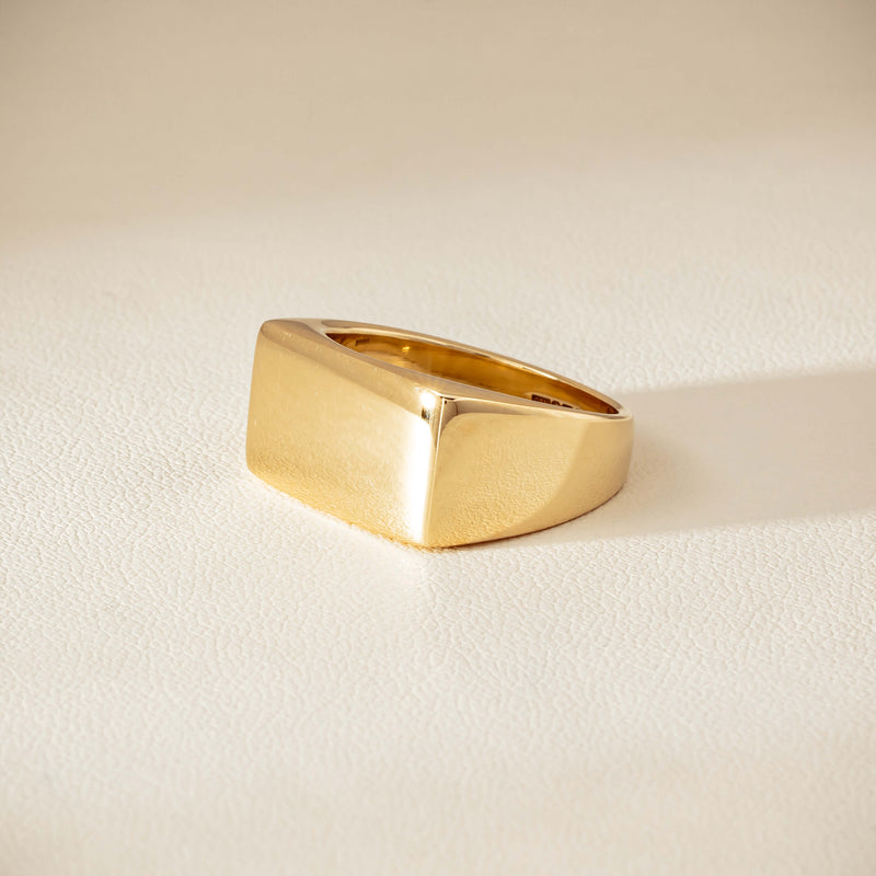 Deja Vu 9ct Yellow Gold Rectangular Signet Ring - Ring - Walker & Hall