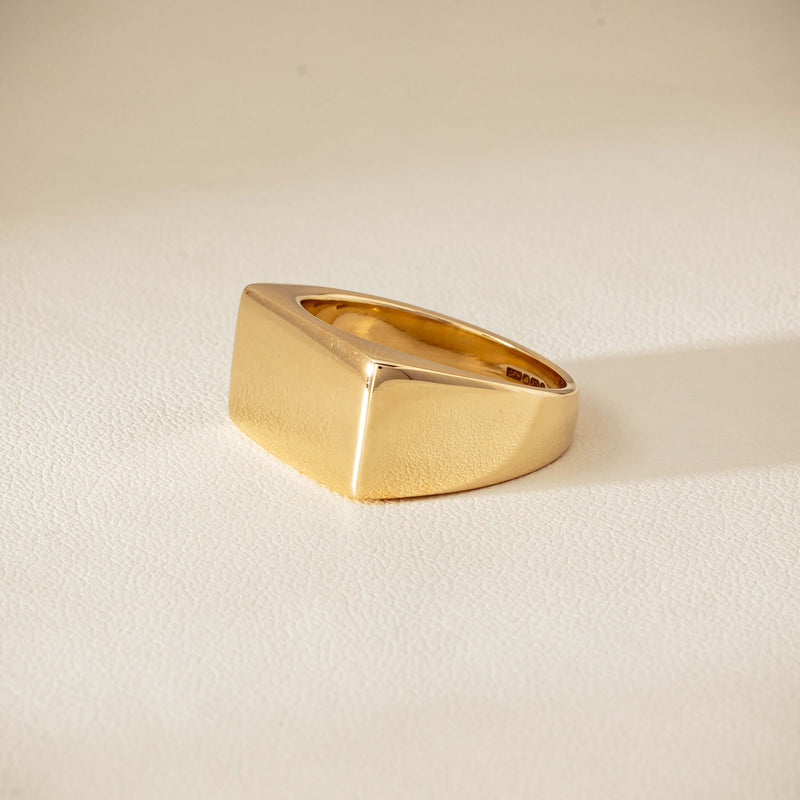 Deja Vu 9ct Yellow Gold Rectangular Signet Ring - Ring - Walker & Hall