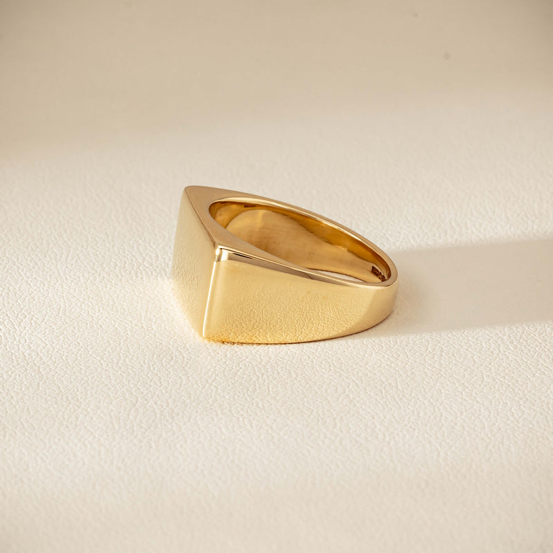 Deja Vu 9ct Yellow Gold Rectangular Signet Ring - Ring - Walker & Hall