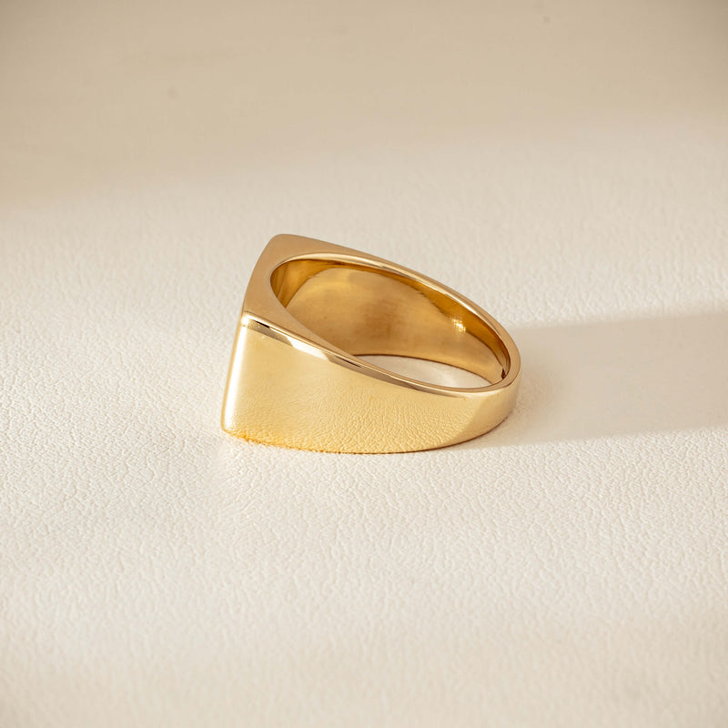 Deja Vu 9ct Yellow Gold Rectangular Signet Ring - Ring - Walker & Hall