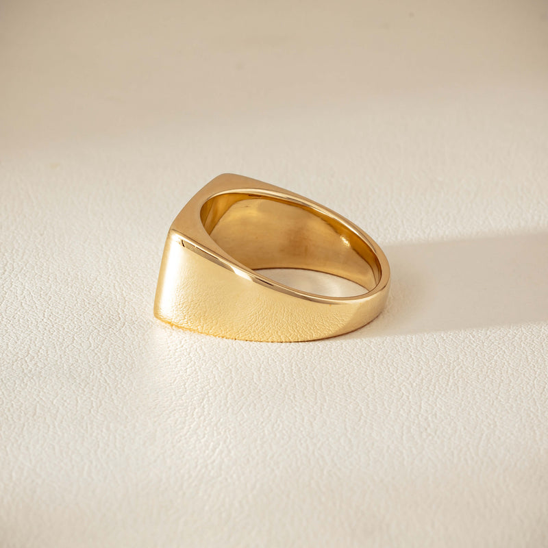 Deja Vu 9ct Yellow Gold Rectangular Signet Ring - Ring - Walker & Hall