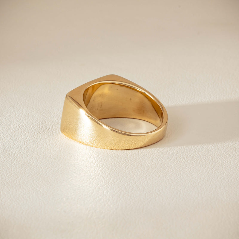 Deja Vu 9ct Yellow Gold Rectangular Signet Ring - Ring - Walker & Hall