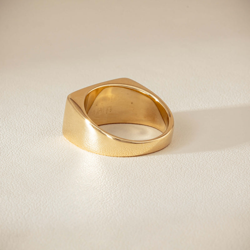 Deja Vu 9ct Yellow Gold Rectangular Signet Ring - Ring - Walker & Hall