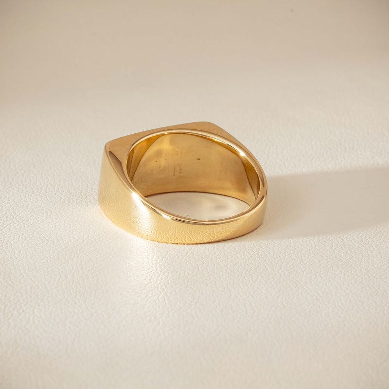 Deja Vu 9ct Yellow Gold Rectangular Signet Ring - Ring - Walker & Hall