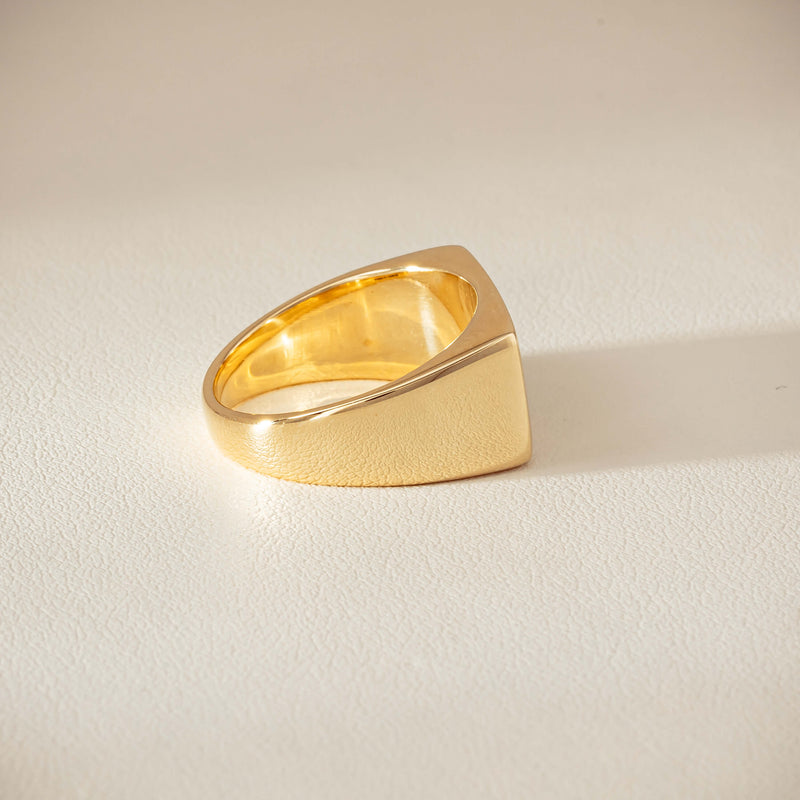 Deja Vu 9ct Yellow Gold Rectangular Signet Ring - Ring - Walker & Hall