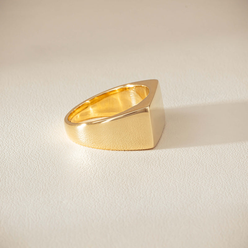 Deja Vu 9ct Yellow Gold Rectangular Signet Ring - Ring - Walker & Hall