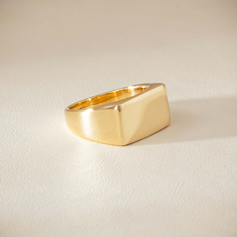 Deja Vu 9ct Yellow Gold Rectangular Signet Ring - Ring - Walker & Hall