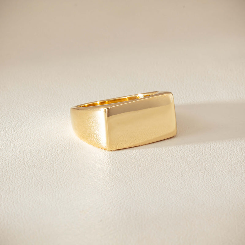 Deja Vu 9ct Yellow Gold Rectangular Signet Ring - Ring - Walker & Hall