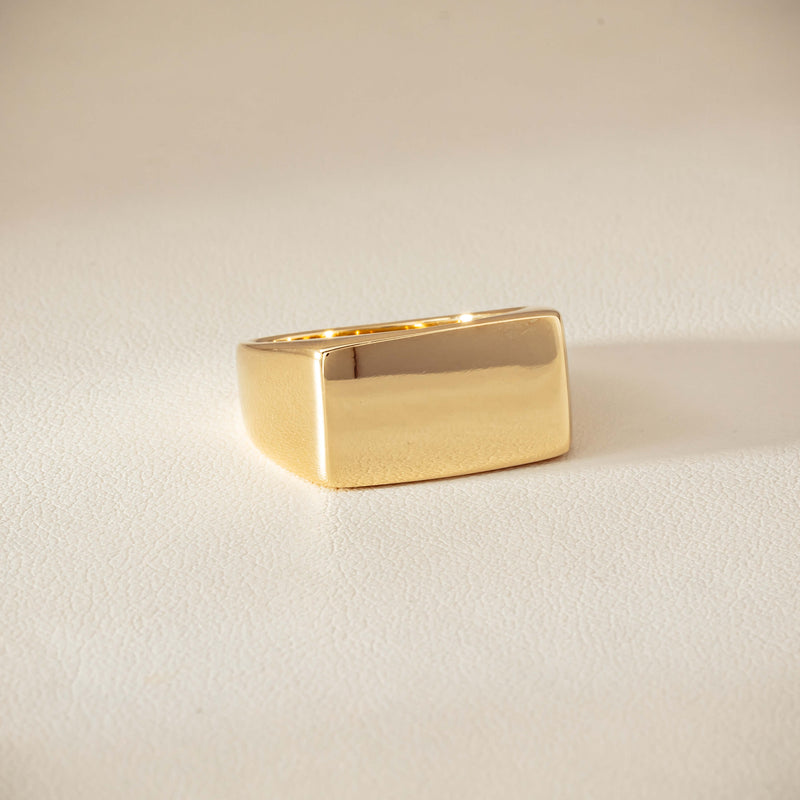 Deja Vu 9ct Yellow Gold Rectangular Signet Ring - Ring - Walker & Hall