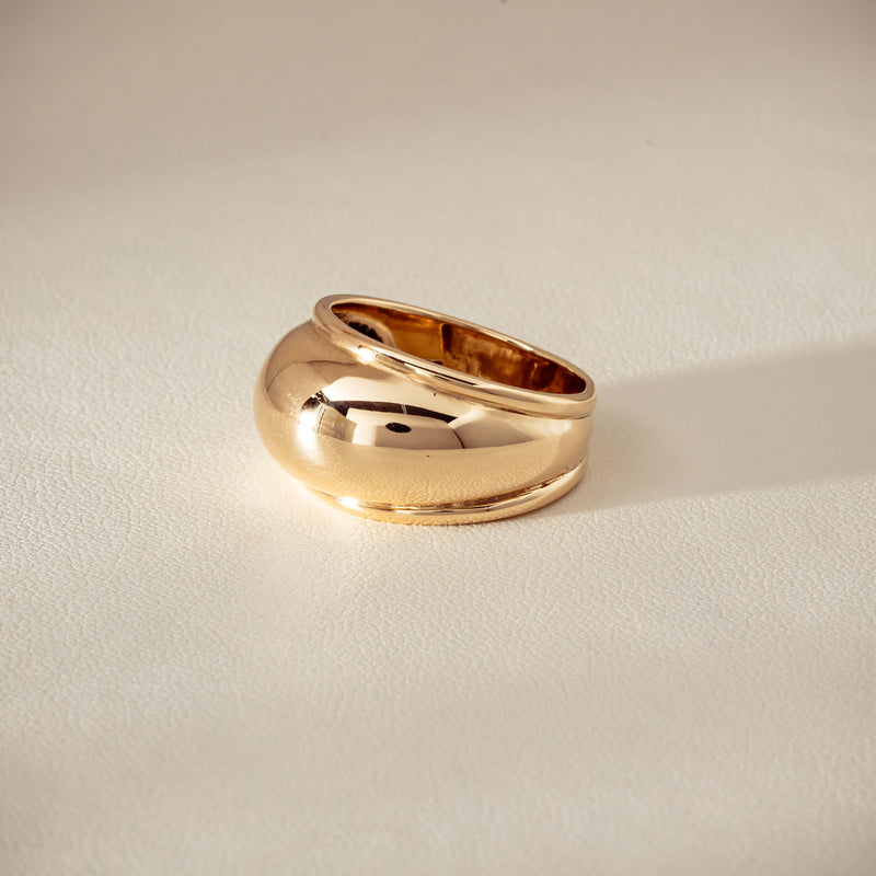 Deja Vu 9ct Yellow Gold Dome Ring - Ring - Walker & Hall