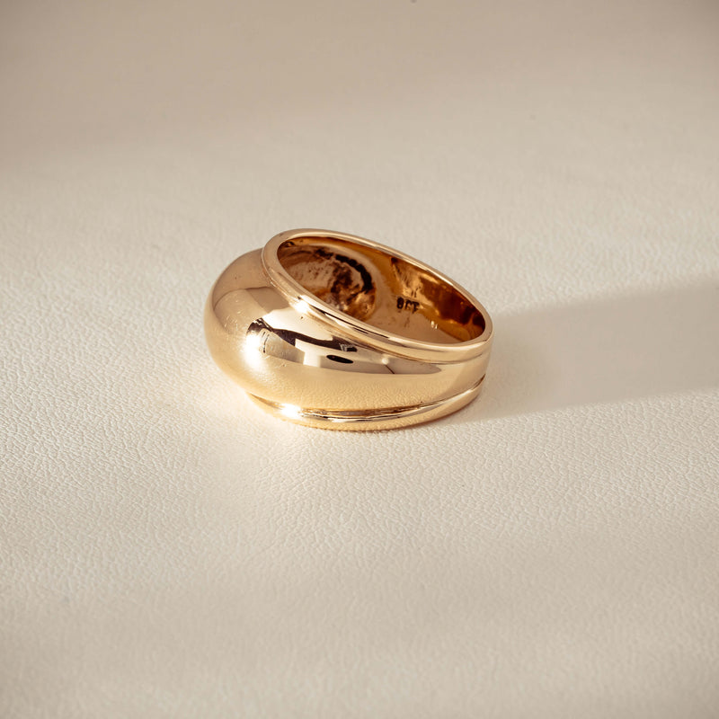 Deja Vu 9ct Yellow Gold Dome Ring - Ring - Walker & Hall
