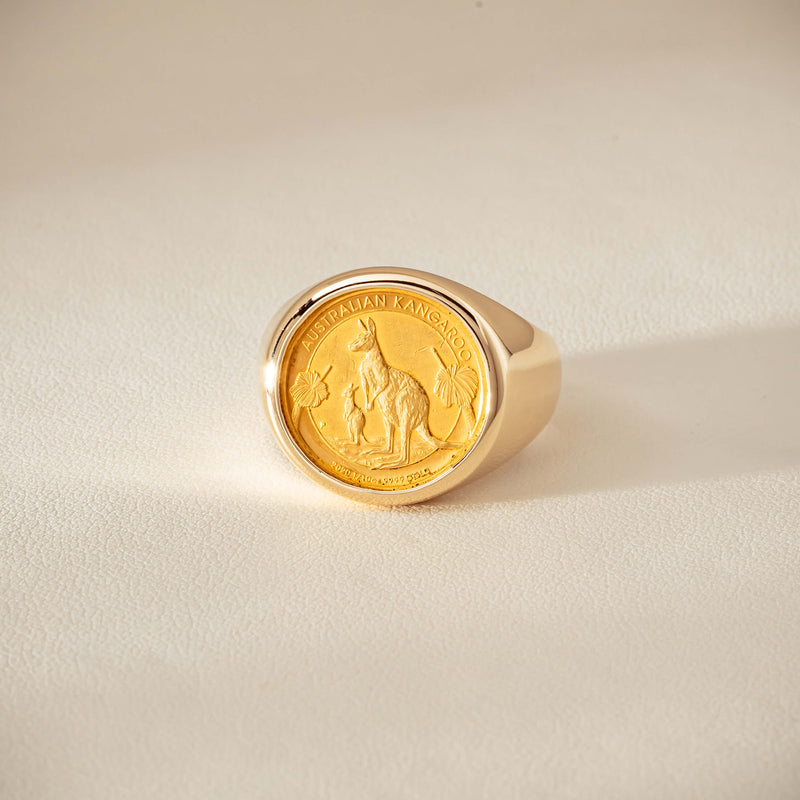 Deja Vu 9ct Ring with 24ct Australian Kangaroo Coin - Ring - Walker & Hall