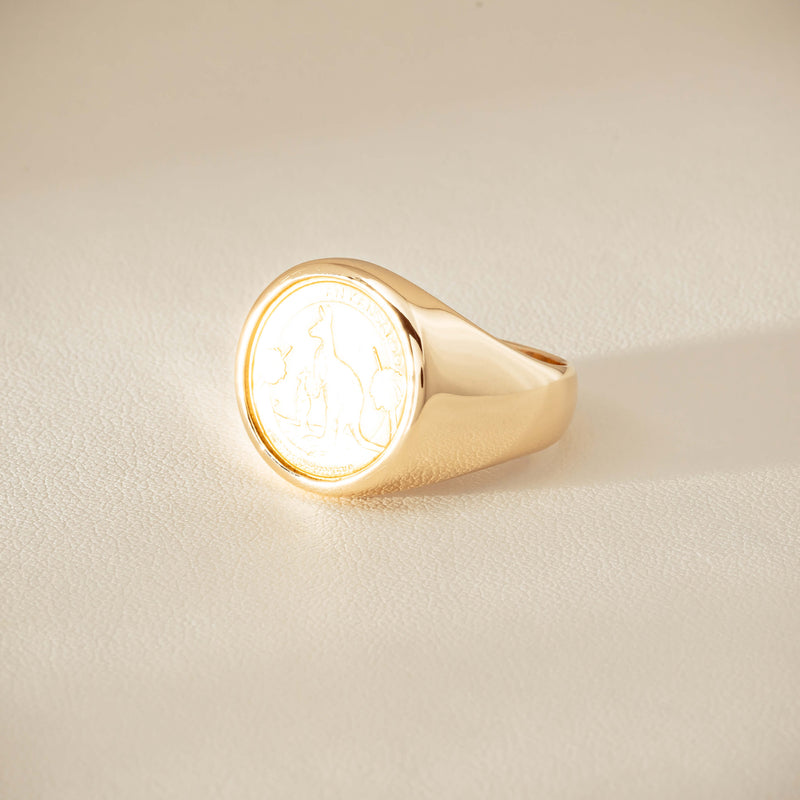 Deja Vu 9ct Ring with 24ct Australian Kangaroo Coin - Ring - Walker & Hall
