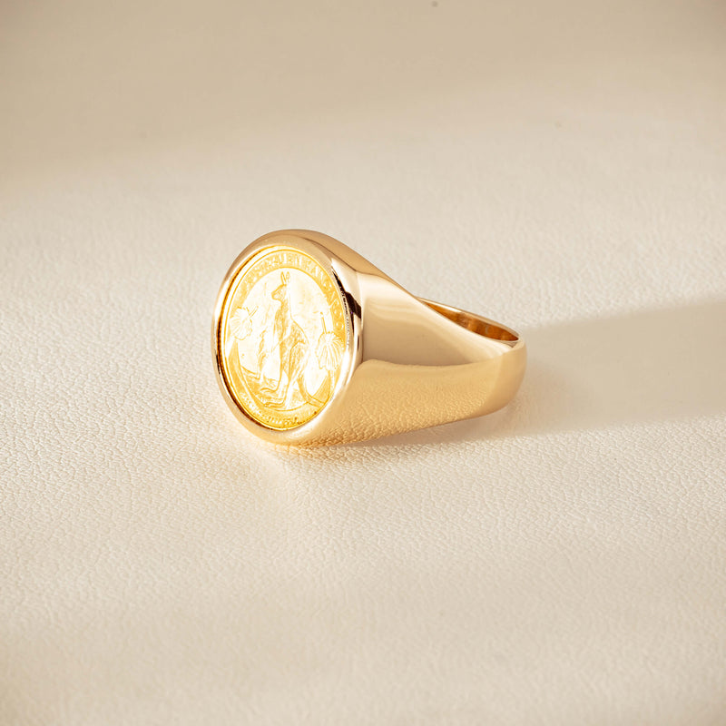 Deja Vu 9ct Ring with 24ct Australian Kangaroo Coin - Ring - Walker & Hall
