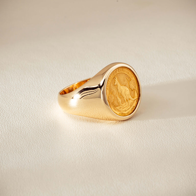 Deja Vu 9ct Ring with 24ct Australian Kangaroo Coin - Ring - Walker & Hall