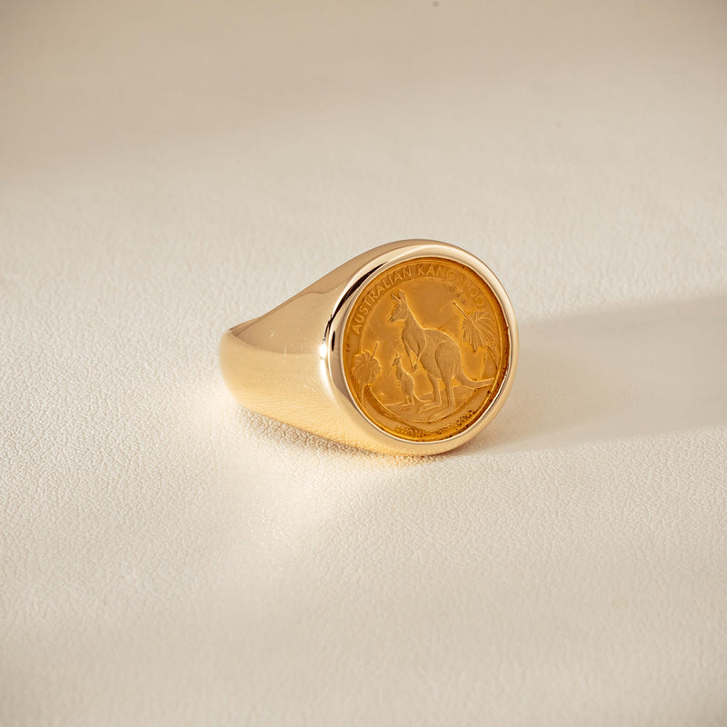 Deja Vu 9ct Ring with 24ct Australian Kangaroo Coin - Ring - Walker & Hall
