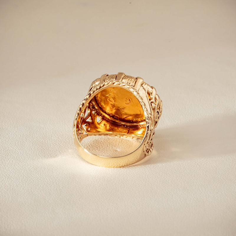 Vintage 9ct Yellow Gold Ring with 22ct Half Sovereign 1973 - Ring - Walker & Hall