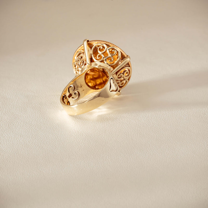 Vintage 9ct Yellow Gold Ring with 22ct Full Sovereign 1968 - Ring - Walker & Hall