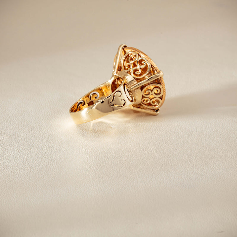 Vintage 9ct Yellow Gold Ring with 22ct Full Sovereign 1968 - Ring - Walker & Hall